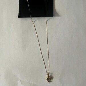 10 K yellow gold dolphin pendant with 16" gold chain.